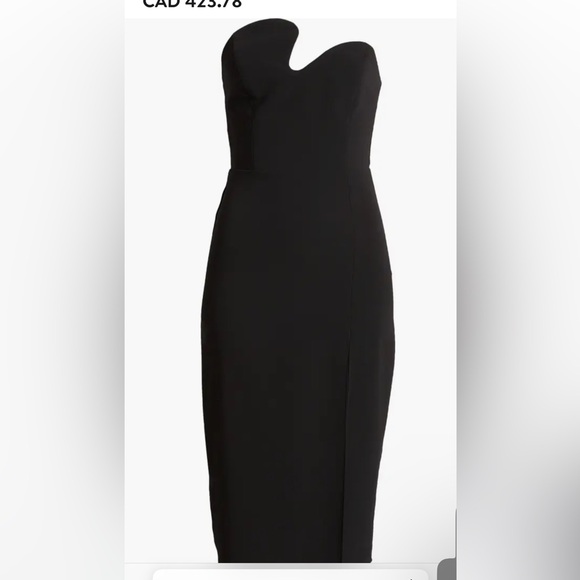 New Amanda Uprichard black Puzzle Strapless Midi Dress - Picture 3 of 7